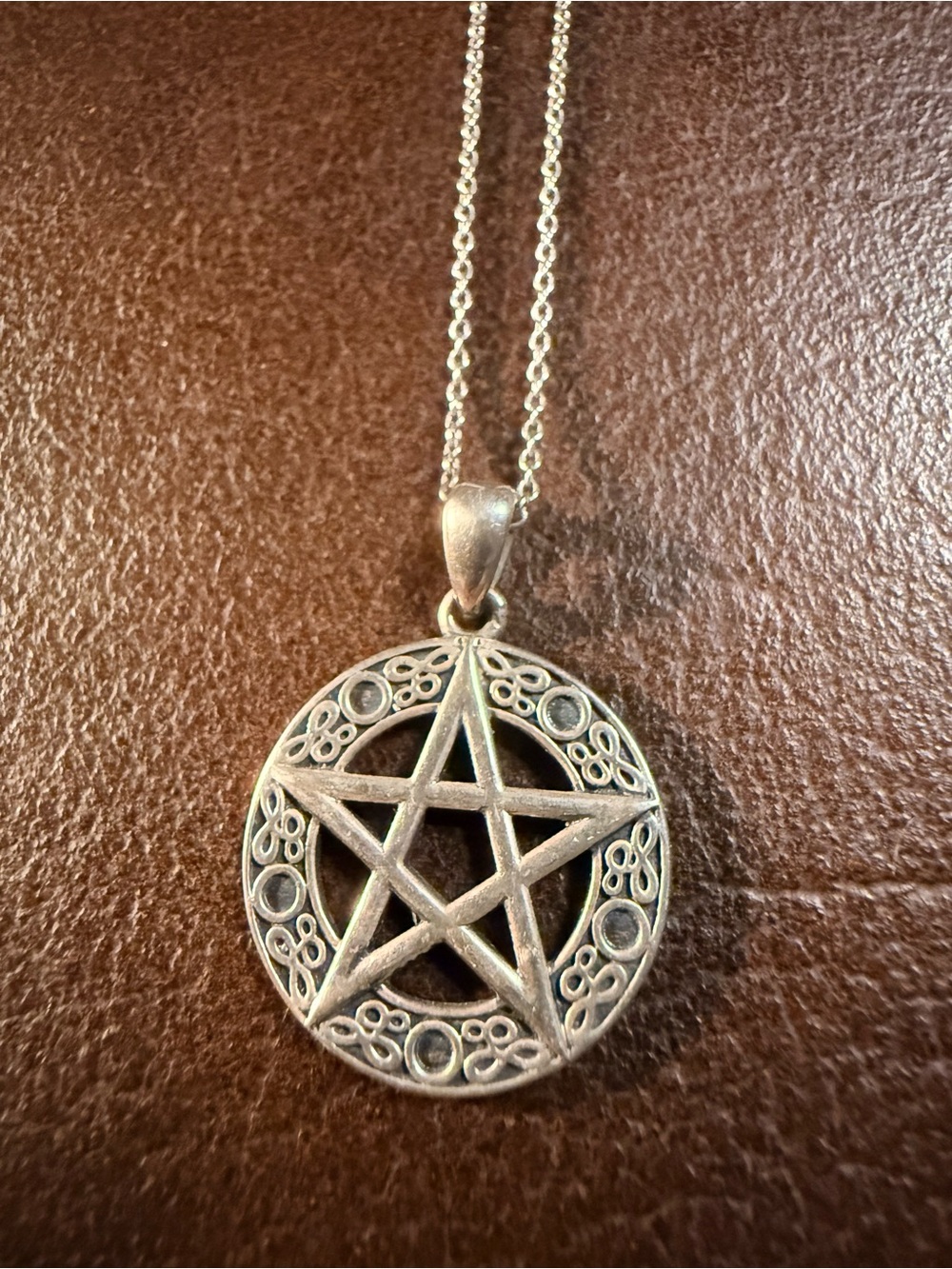 Sterling Silver 925 Pentagram Filigree Pendant Necklace